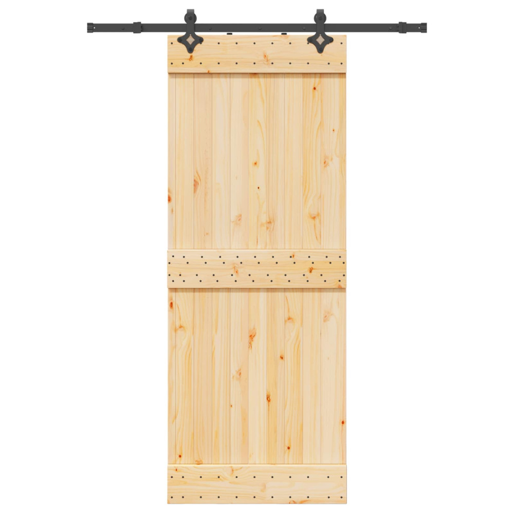 Produktbild för Skjutdörr NARVIK Naturlig och svart 80 x 210 cm (152,5 cm)