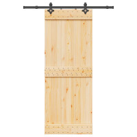 Produktbild för Skjutdörr NARVIK Naturlig och svart 80 x 210 cm (152,5 cm)