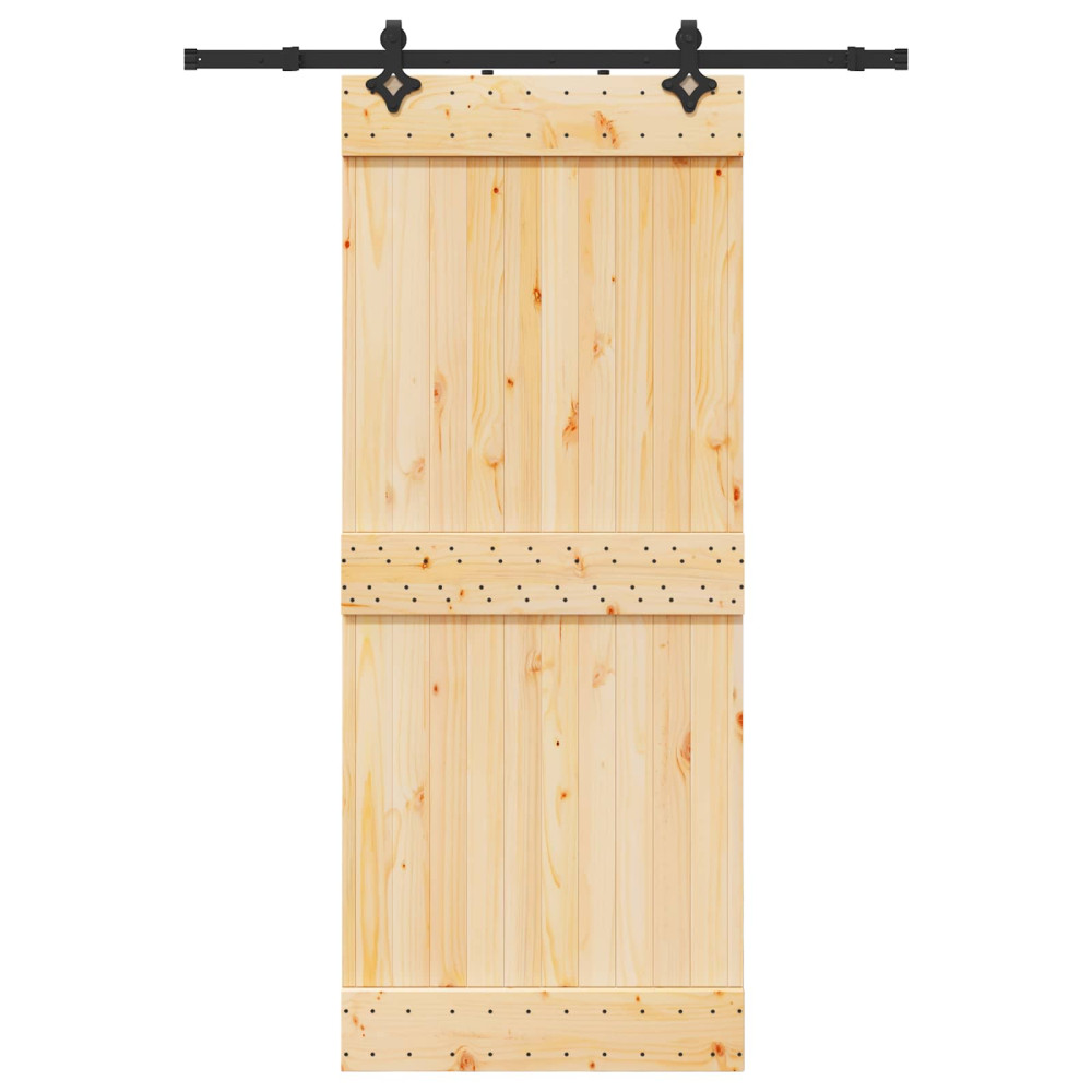 Produktbild för Skjutdörr NARVIK Naturlig och svart 85 x 210 cm (152,5 cm)