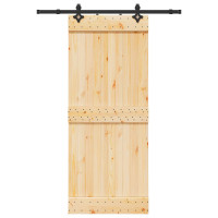 Produktbild för Skjutdörr NARVIK Naturlig och svart 85 x 210 cm (152,5 cm)