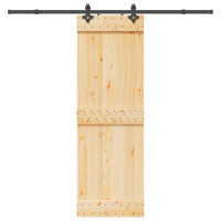 Produktbild för Skjutdörr NARVIK Naturlig och svart 70 x 210 cm (213,5 cm)