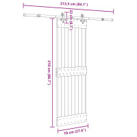 Produktbild för Skjutdörr NARVIK Naturlig och svart 70 x 210 cm (213,5 cm)