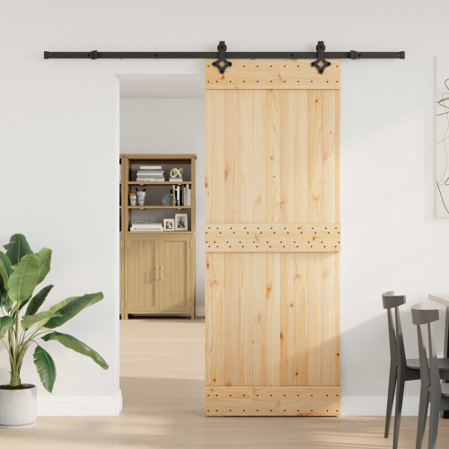 vidaXL Skjutdörr NARVIK Naturlig och svart 80 x 210 cm (213,5 cm)