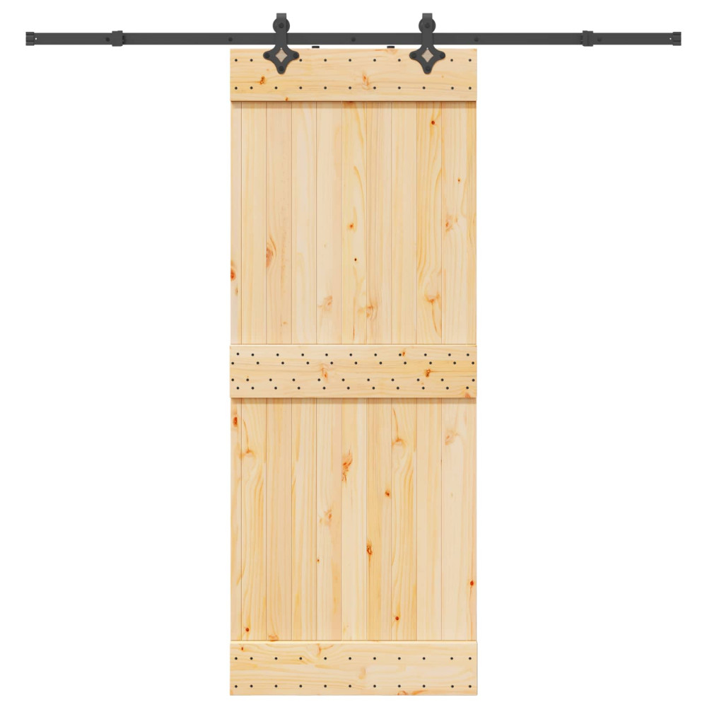 Produktbild för Skjutdörr NARVIK Naturlig och svart 80 x 210 cm (213,5 cm)