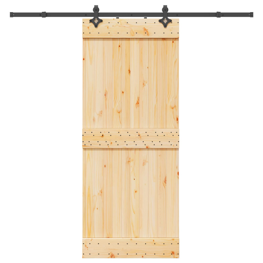 Produktbild för Skjutdörr NARVIK Naturlig och svart 85 x 210 cm (213,5 cm)