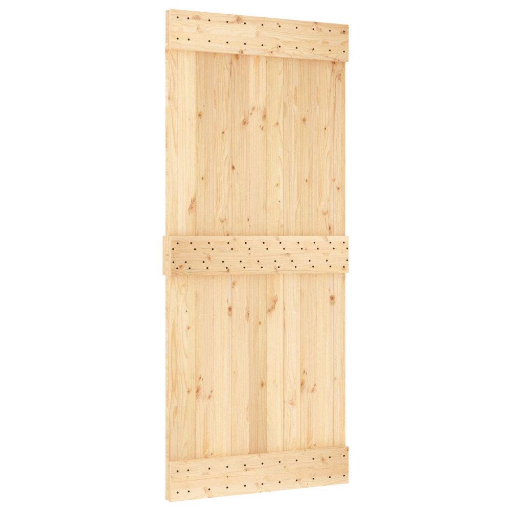 Produktbild för Skjutdörr NARVIK Naturlig och svart 90 x 210 cm (213,5 cm)