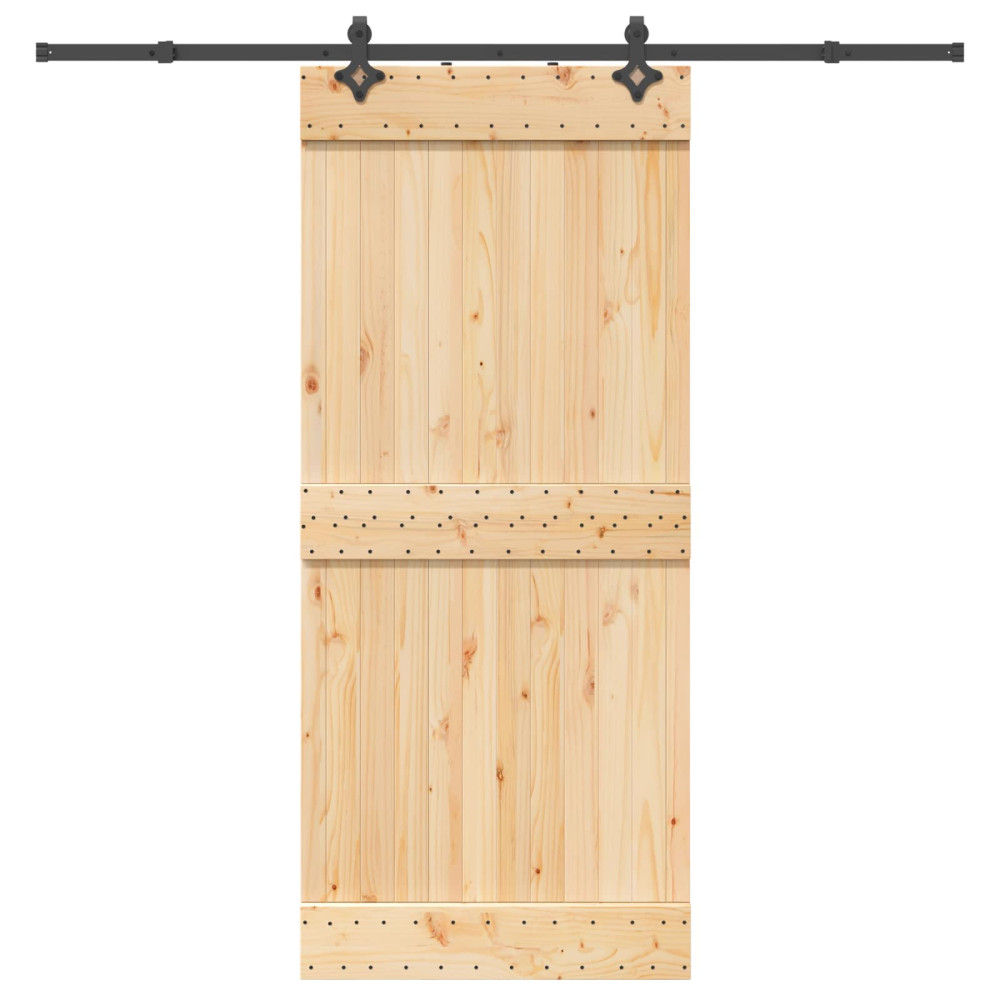 Produktbild för Skjutdörr NARVIK Naturlig och svart 90 x 210 cm (213,5 cm)