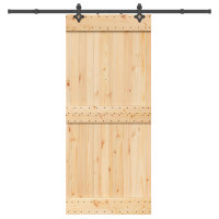 Produktbild för Skjutdörr NARVIK Naturlig och svart 90 x 210 cm (213,5 cm)