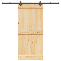 Produktbild för Skjutdörr NARVIK Naturlig och svart 95 x 210 cm (213,5 cm)