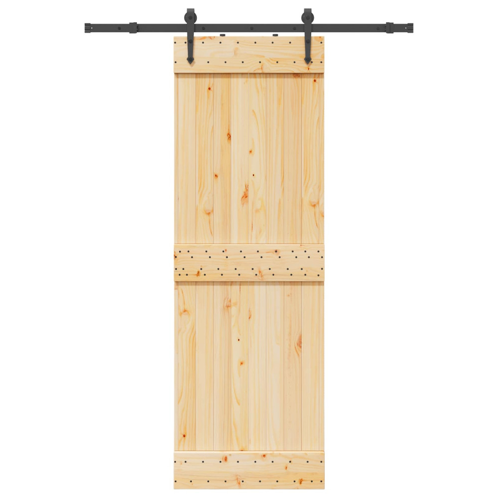 Produktbild för Skjutdörr NARVIK Naturlig och svart 70 x 210 cm (152,5 cm)