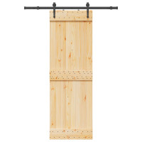 Produktbild för Skjutdörr NARVIK Naturlig och svart 70 x 210 cm (152,5 cm)