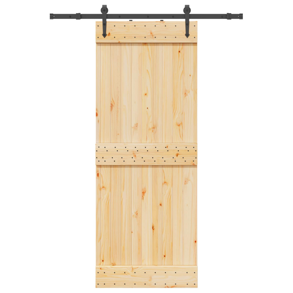 Produktbild för Skjutdörr NARVIK Naturlig och svart 80 x 210 cm (152,5 cm)