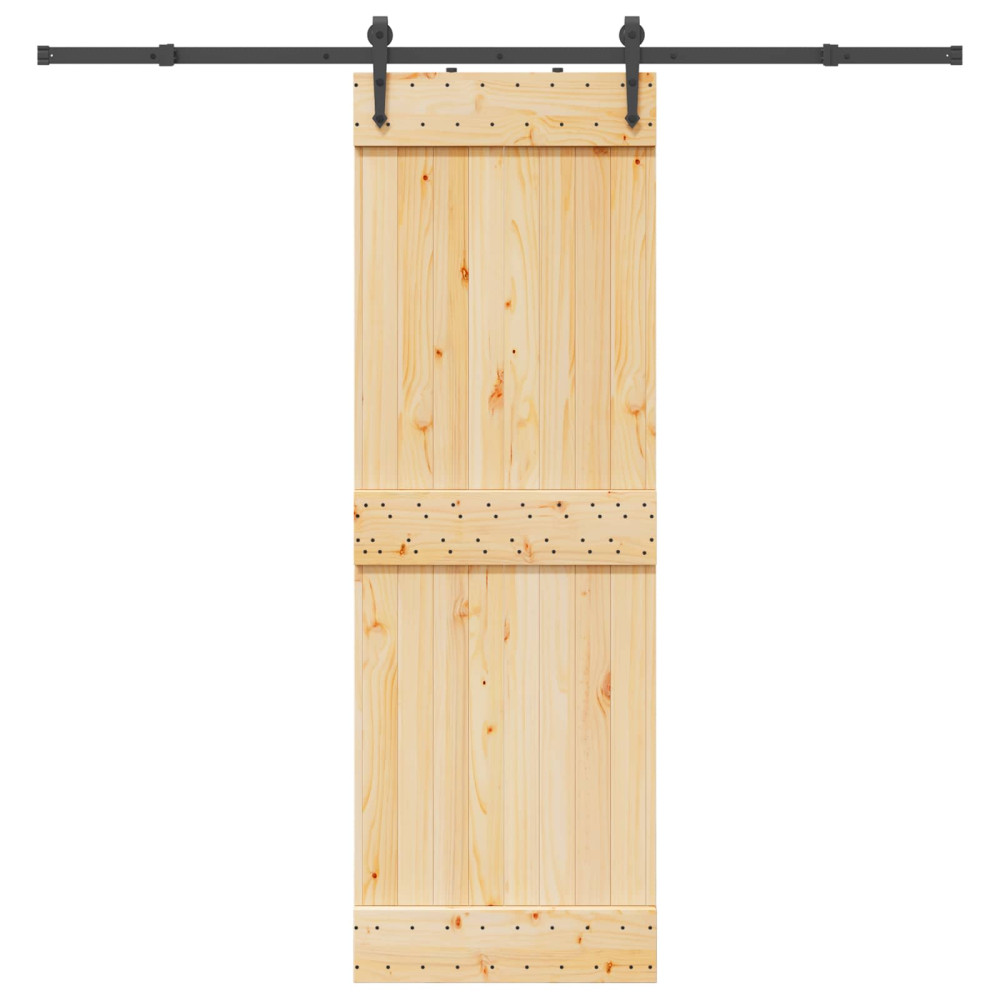 Produktbild för Skjutdörr NARVIK Naturlig och svart 70 x 210 cm (213,5 cm)
