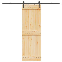 Produktbild för Skjutdörr NARVIK Naturlig och svart 70 x 210 cm (213,5 cm)