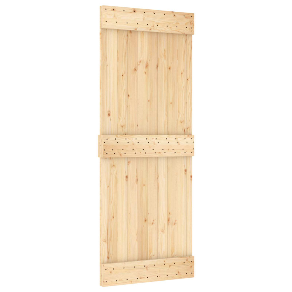 Produktbild för Skjutdörr NARVIK Naturlig och svart 80 x 210 cm (213,5 cm)