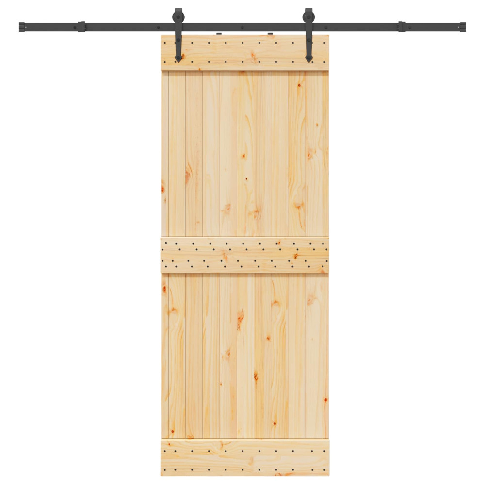 Produktbild för Skjutdörr NARVIK Naturlig och svart 80 x 210 cm (213,5 cm)