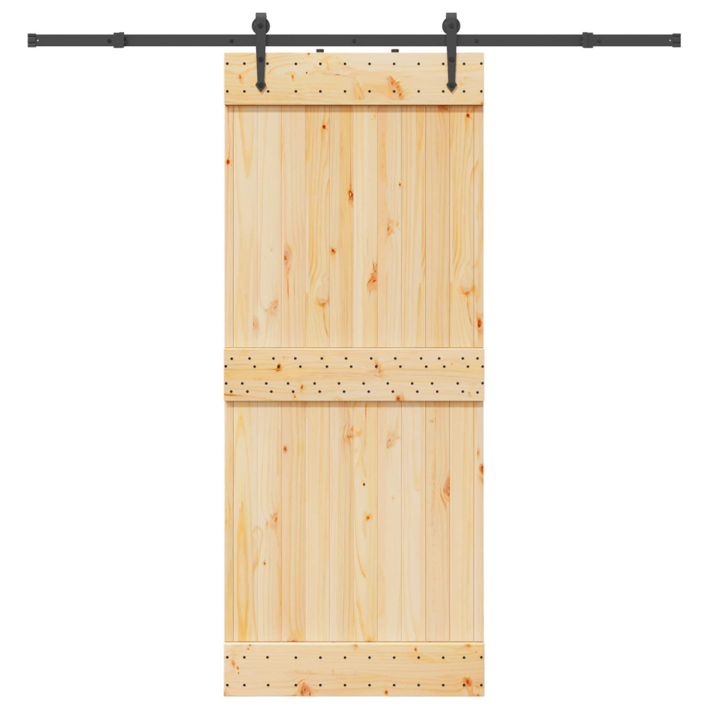 Produktbild för Skjutdörr NARVIK Naturlig och svart 85 x 210 cm (213,5 cm)