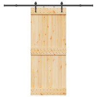 Produktbild för Skjutdörr NARVIK Naturlig och svart 85 x 210 cm (213,5 cm)