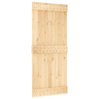 Produktbild för Skjutdörr NARVIK Naturlig och svart 90 x 210 cm (213,5 cm)