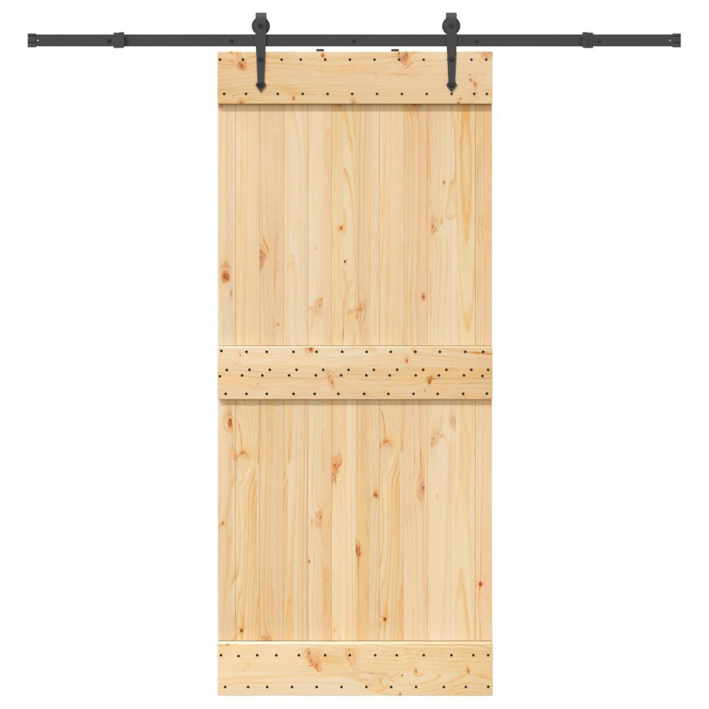 Produktbild för Skjutdörr NARVIK Naturlig och svart 90 x 210 cm (213,5 cm)