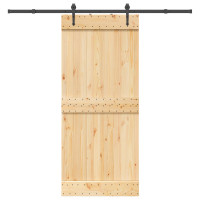 Produktbild för Skjutdörr NARVIK Naturlig och svart 90 x 210 cm (213,5 cm)