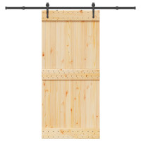 Produktbild för Skjutdörr NARVIK Naturlig och svart 95 x 210 cm (213,5 cm)