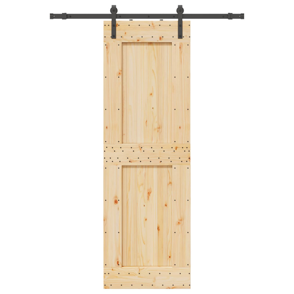 Produktbild för Skjutdörr NARVIK Naturlig och svart 70 x 210 cm (152,5 cm)