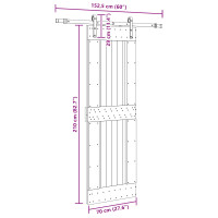 Produktbild för Skjutdörr NARVIK Naturlig och svart 70 x 210 cm (152,5 cm)