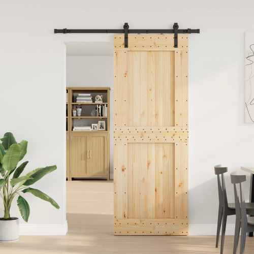 vidaXL Skjutdörr NARVIK Naturlig och svart 85 x 210 cm (152,5 cm)