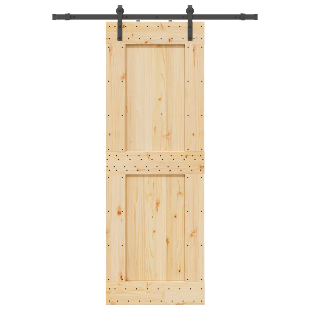 Produktbild för Skjutdörr NARVIK Naturlig och svart 85 x 210 cm (152,5 cm)