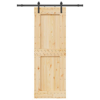Produktbild för Skjutdörr NARVIK Naturlig och svart 85 x 210 cm (152,5 cm)