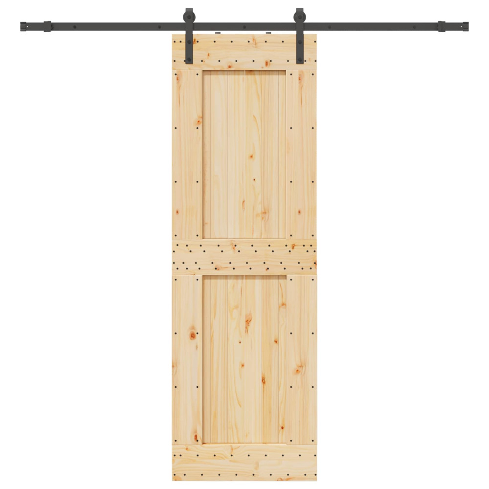 Produktbild för Skjutdörr NARVIK Naturlig och svart 70 x 210 cm (213,5 cm)