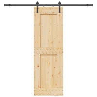 Produktbild för Skjutdörr NARVIK Naturlig och svart 70 x 210 cm (213,5 cm)