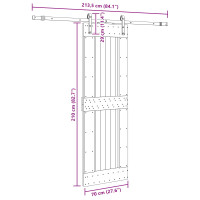 Produktbild för Skjutdörr NARVIK Naturlig och svart 70 x 210 cm (213,5 cm)