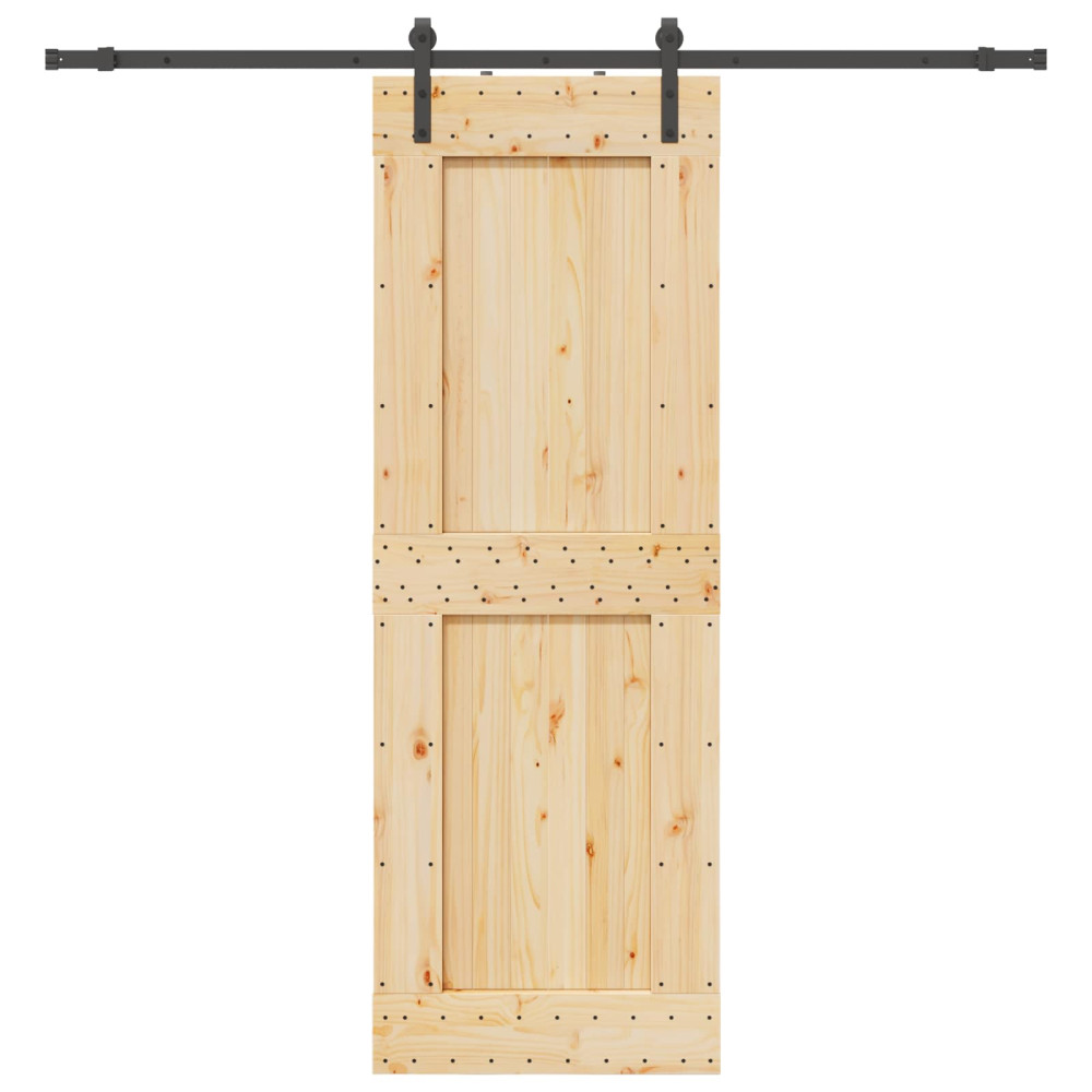 Produktbild för Skjutdörr NARVIK Naturlig och svart 80 x 210 cm (213,5 cm)