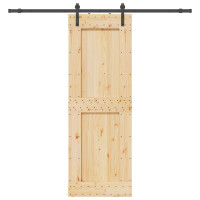 Produktbild för Skjutdörr NARVIK Naturlig och svart 80 x 210 cm (213,5 cm)