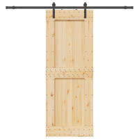 Produktbild för Skjutdörr NARVIK Naturlig och svart 85 x 210 cm (213,5 cm)