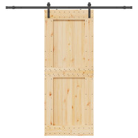 Produktbild för Skjutdörr NARVIK Naturlig och svart 90 x 210 cm (213,5 cm)