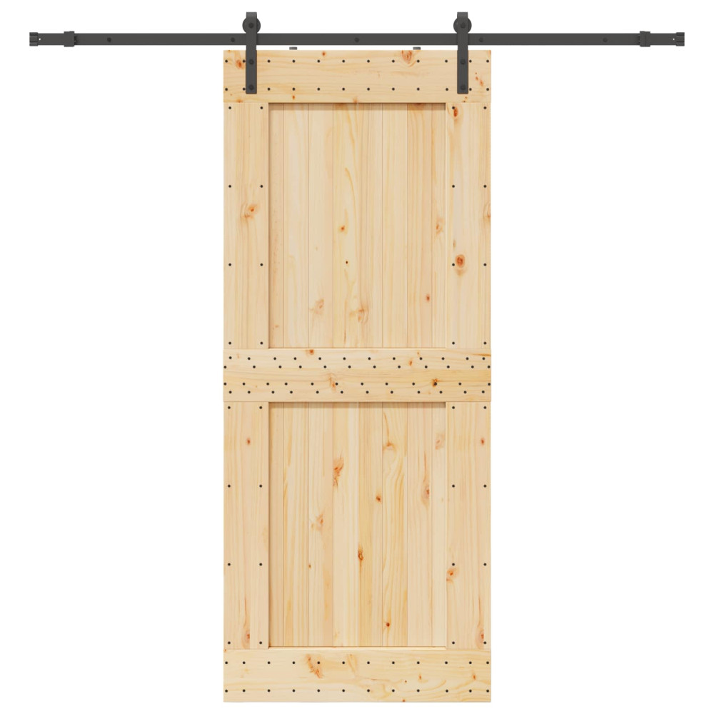 Produktbild för Skjutdörr NARVIK Naturlig och svart 95 x 210 cm (213,5 cm)
