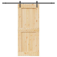 Produktbild för Skjutdörr NARVIK Naturlig och svart 95 x 210 cm (213,5 cm)