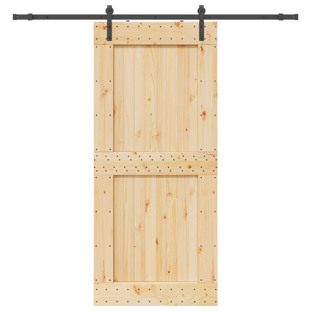 Produktbild för Skjutdörr NARVIK Naturlig och svart 100 x 210 cm (213,5 cm)