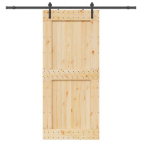 Produktbild för Skjutdörr NARVIK Naturlig och svart 100 x 210 cm (213,5 cm)