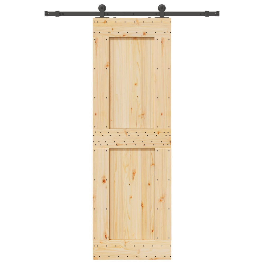 Produktbild för Skjutdörr NARVIK Naturlig och svart 70 x 210 cm (152,5 cm)