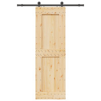 Produktbild för Skjutdörr NARVIK Naturlig och svart 70 x 210 cm (152,5 cm)