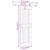 Produktbild för Skjutdörr NARVIK Naturlig och svart 70 x 210 cm (152,5 cm)
