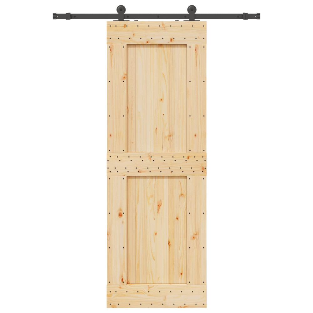 Produktbild för Skjutdörr NARVIK Naturlig och svart 80 x 210 cm (152,5 cm)