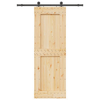 Produktbild för Skjutdörr NARVIK Naturlig och svart 80 x 210 cm (152,5 cm)