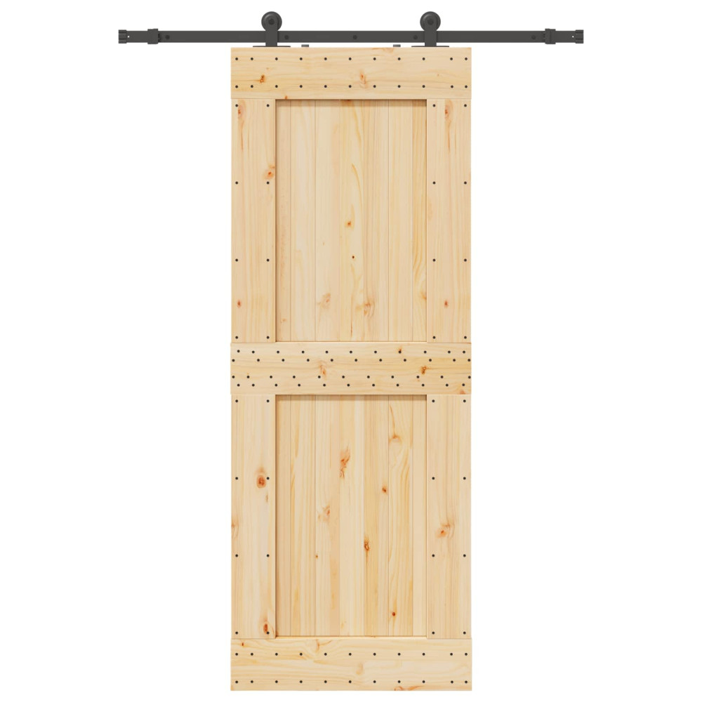 Produktbild för Skjutdörr NARVIK Naturlig och svart 85 x 210 cm (152,5 cm)