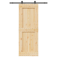 Produktbild för Skjutdörr NARVIK Naturlig och svart 85 x 210 cm (152,5 cm)
