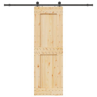 Produktbild för Skjutdörr NARVIK Naturlig och svart 70 x 210 cm (213,5 cm)